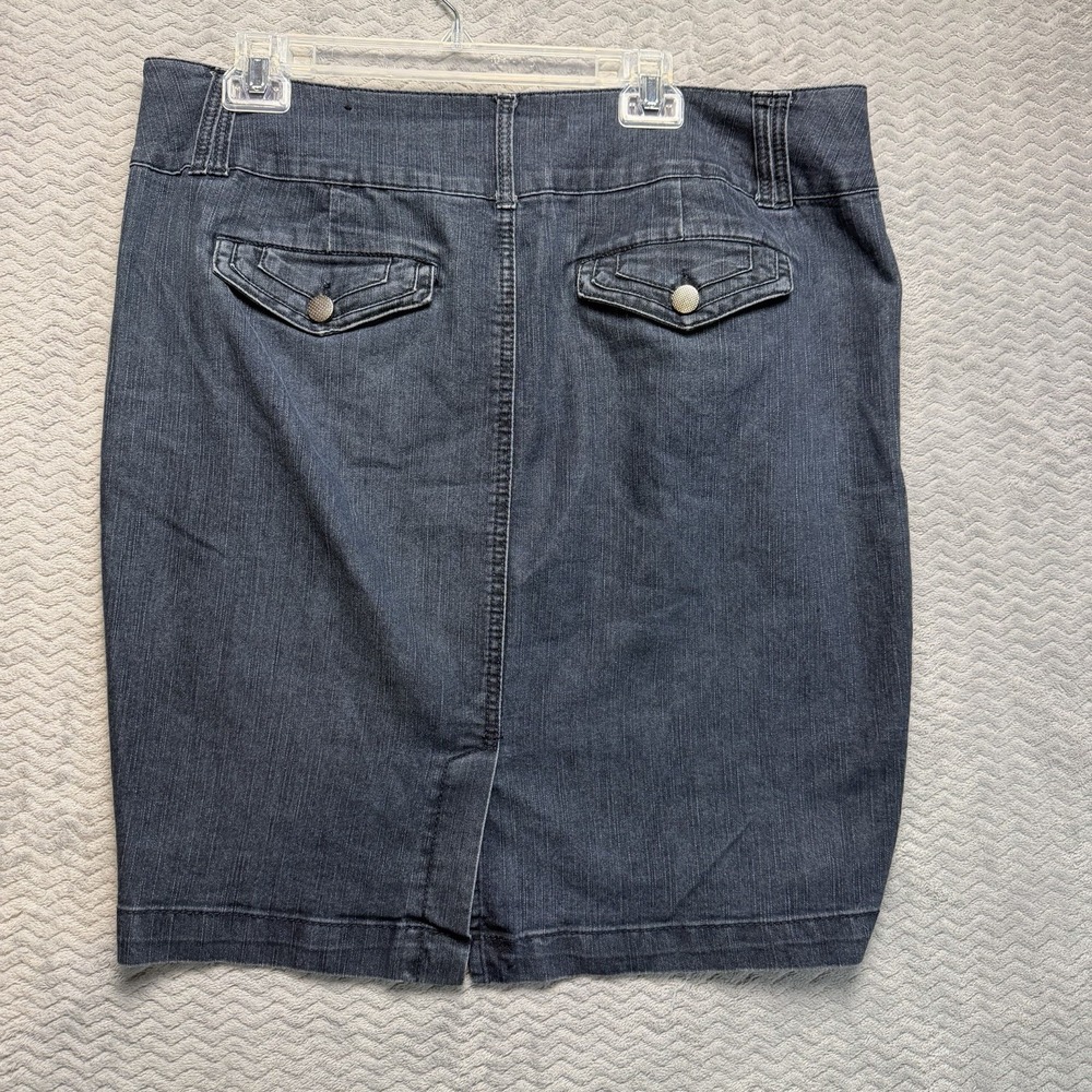 Denim Skirt Women's Size XL Medium Wash Pockets Utility Chic Boho Americana - Picture 7 of 10